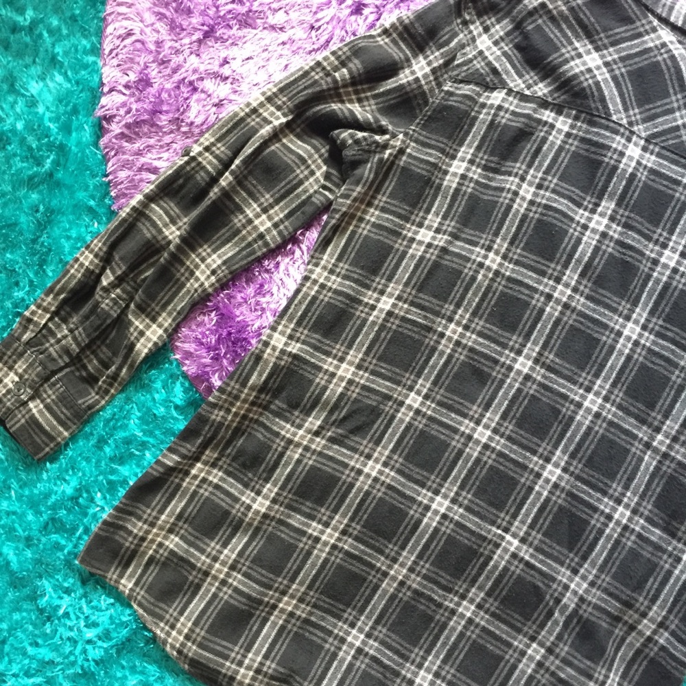 OP grey plaid button down shirt - Picture 7 of 7